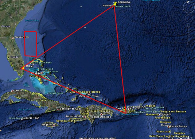 Ubicación del triángulo de las Bermudas